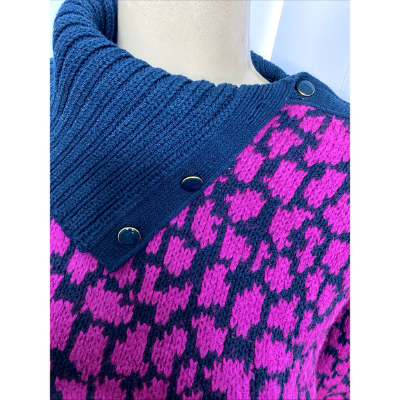 NWT Vintage St John Sweater Pullover Knit Wool Teal Fuchsia Purple Long … - Picture 3 of 9